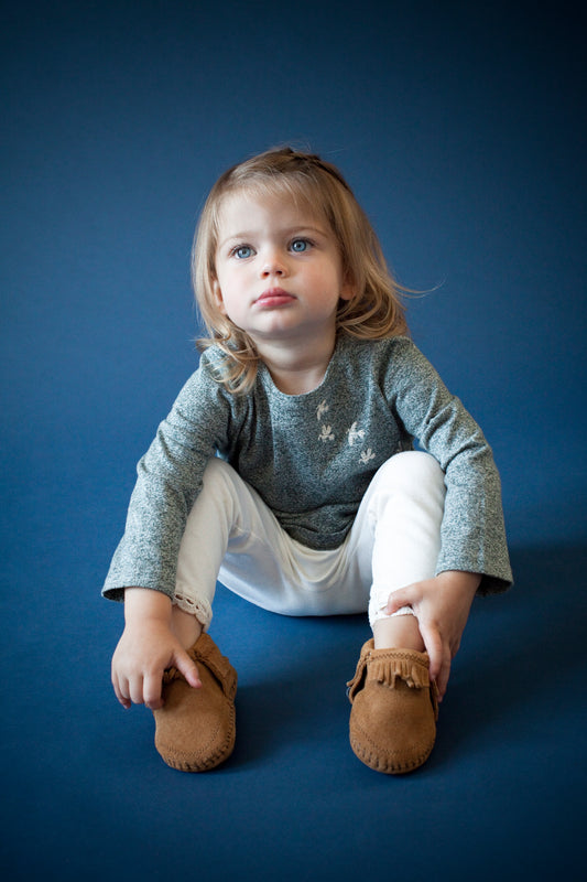 Green Heather Bird Embroidery Top