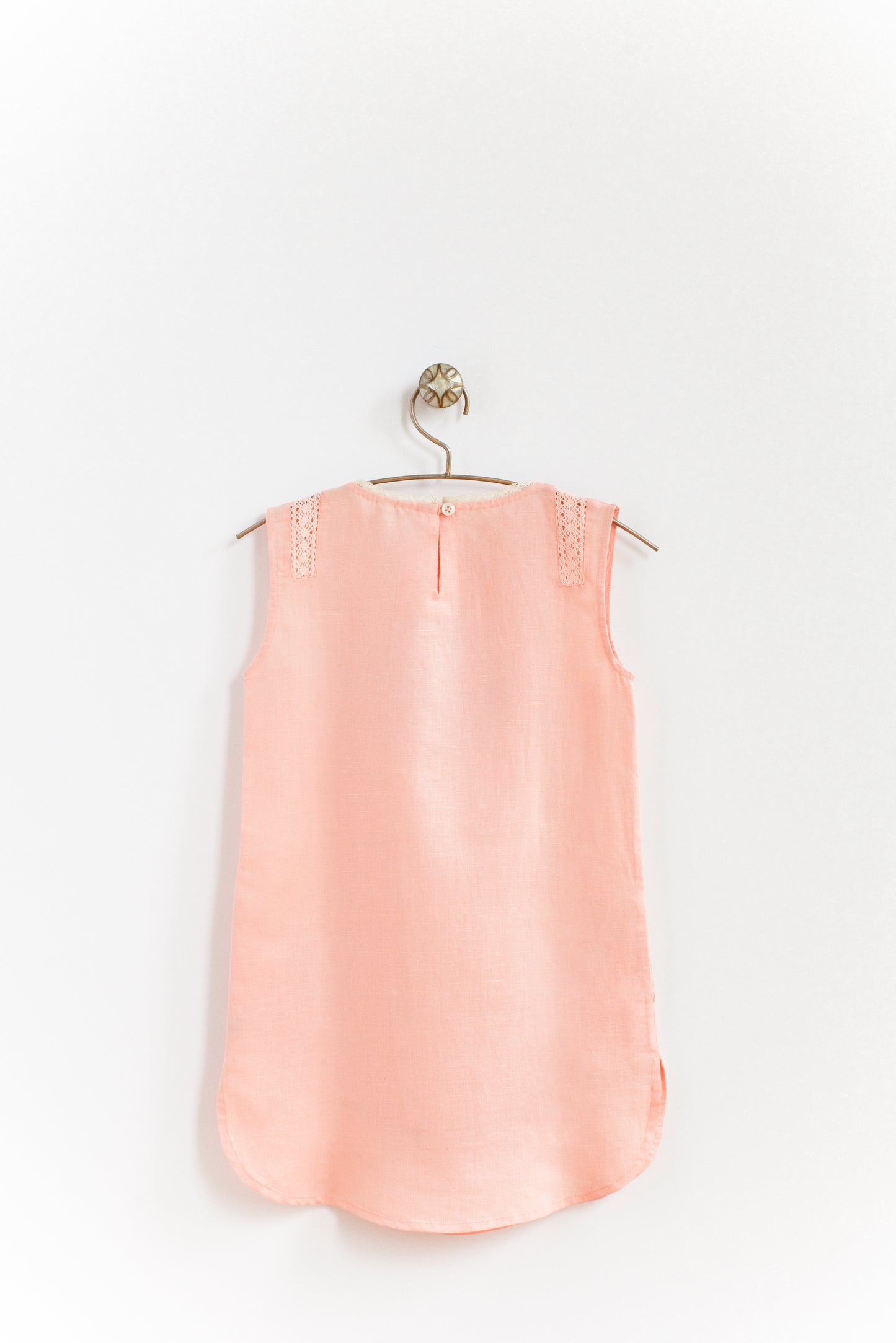Earth Bloom: Lace-Embroidered Tunic Dress with Rounded Hemlines