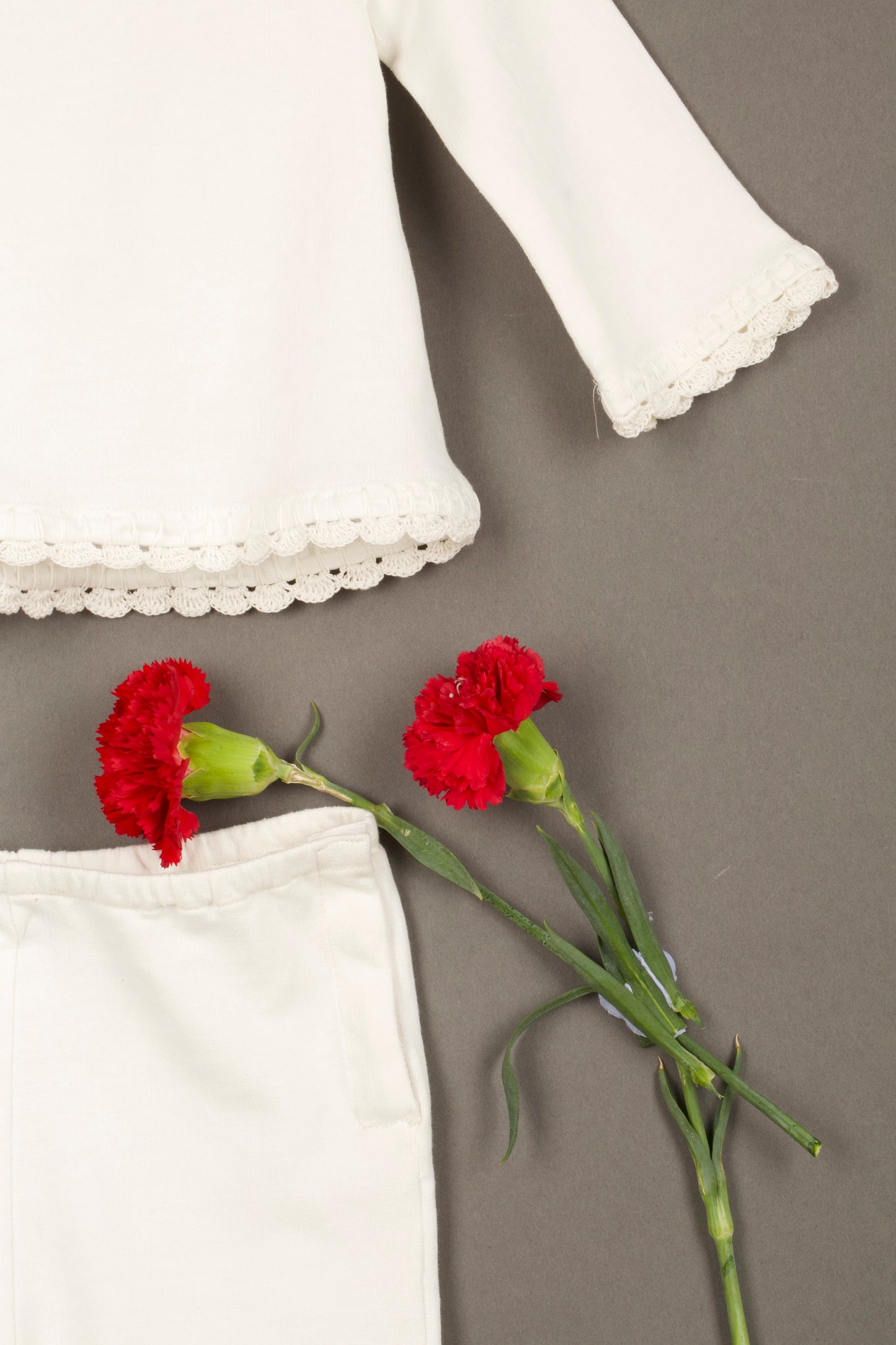 Crochet Embellished Top and Pant Set - Baby Girl