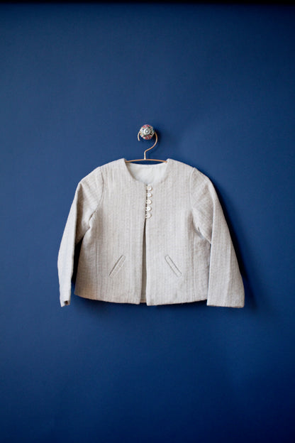 Luxury Wool Coat for Girls with Unique Caterpillar Embroidery