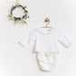 New Born Girl's 2 Top with Cuff & Bloomer Set