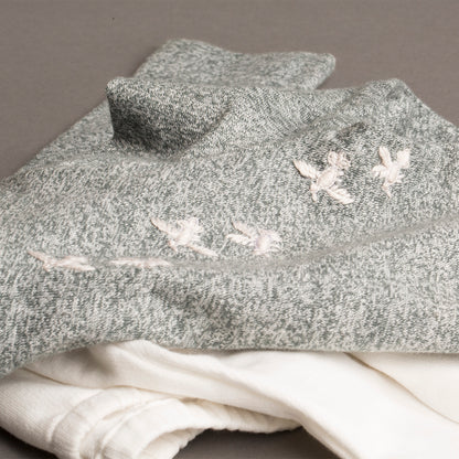 Green Heather Bird Embroidery Top