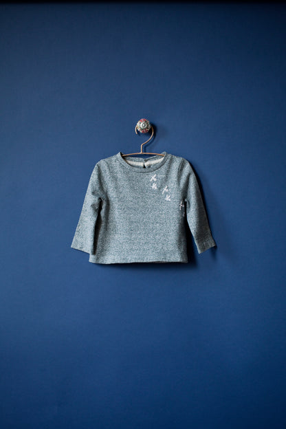 Green Heather Bird Embroidery Top