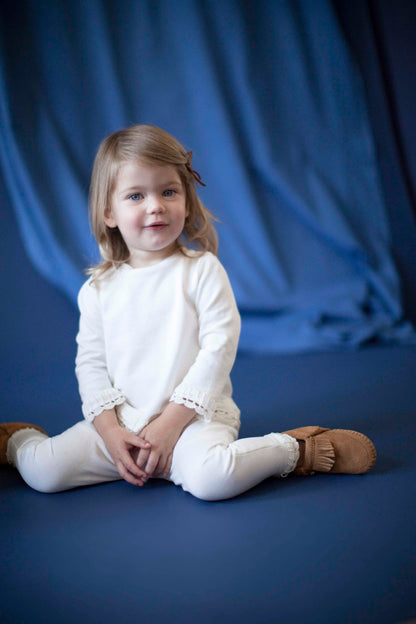 Crochet Embellished Top and Pant Set  - Baby Girl
