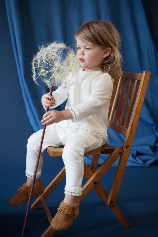 Crochet Embellished Top and Pant Set  - Baby Girl